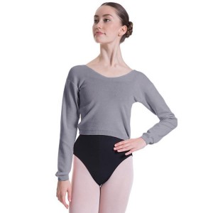 Top Bloch Overt Cropped Long Sleeve Maglia Donna Grigie Chiaro | ITNZX79247