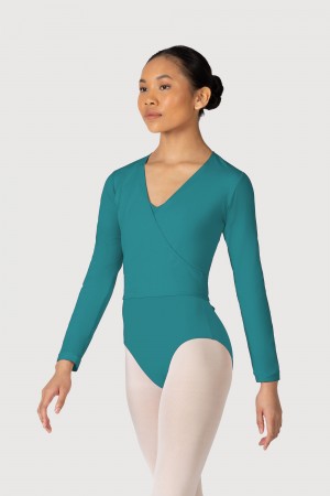 Top Bloch Overture Crossover Long Sleeve Wrap Donna Teal | ITNEJ71390