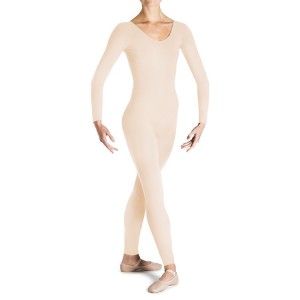 Unitard Bloch Eugene Long Sleeve Scoop Donna Wheat | QITWA62270