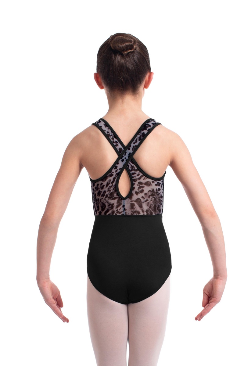 Body Bloch Elina Animal Printed Mesh Cross Back Bambino Nere | PITQX66805