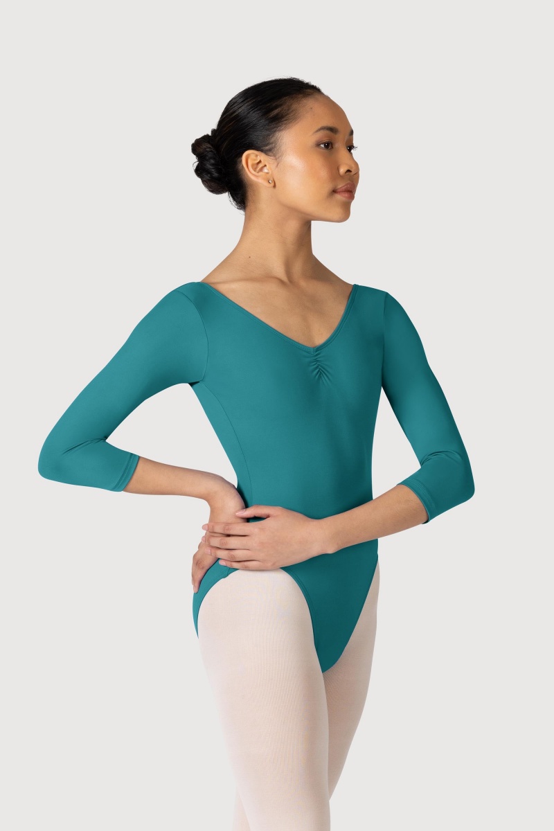 Body Bloch Microlux™ Nona Gathered Front & Back Sleeve Donna Teal | DITKV21848