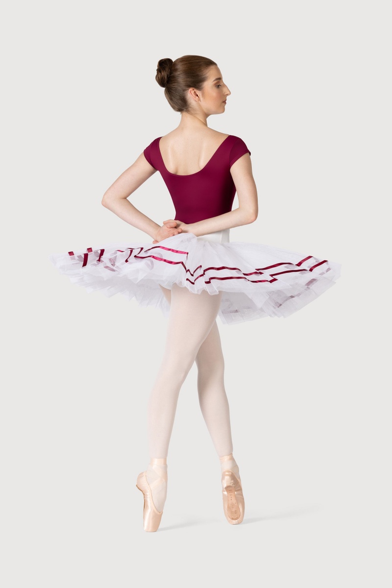 Gonne Bloch Nadia Ribbon ½ Tutu Donna White/Burgundy | BITSD69318