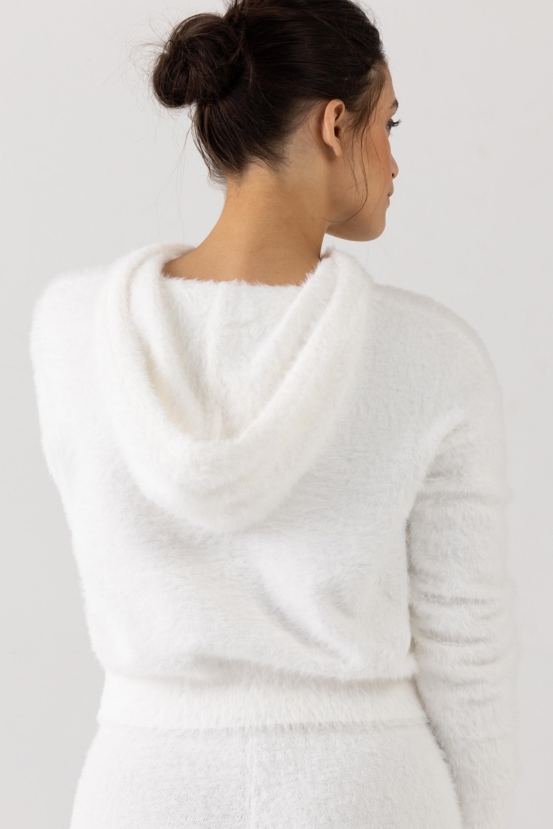 Maglieria Bloch Eyelash Knit Hoodie Donna Crema | XITBH23960