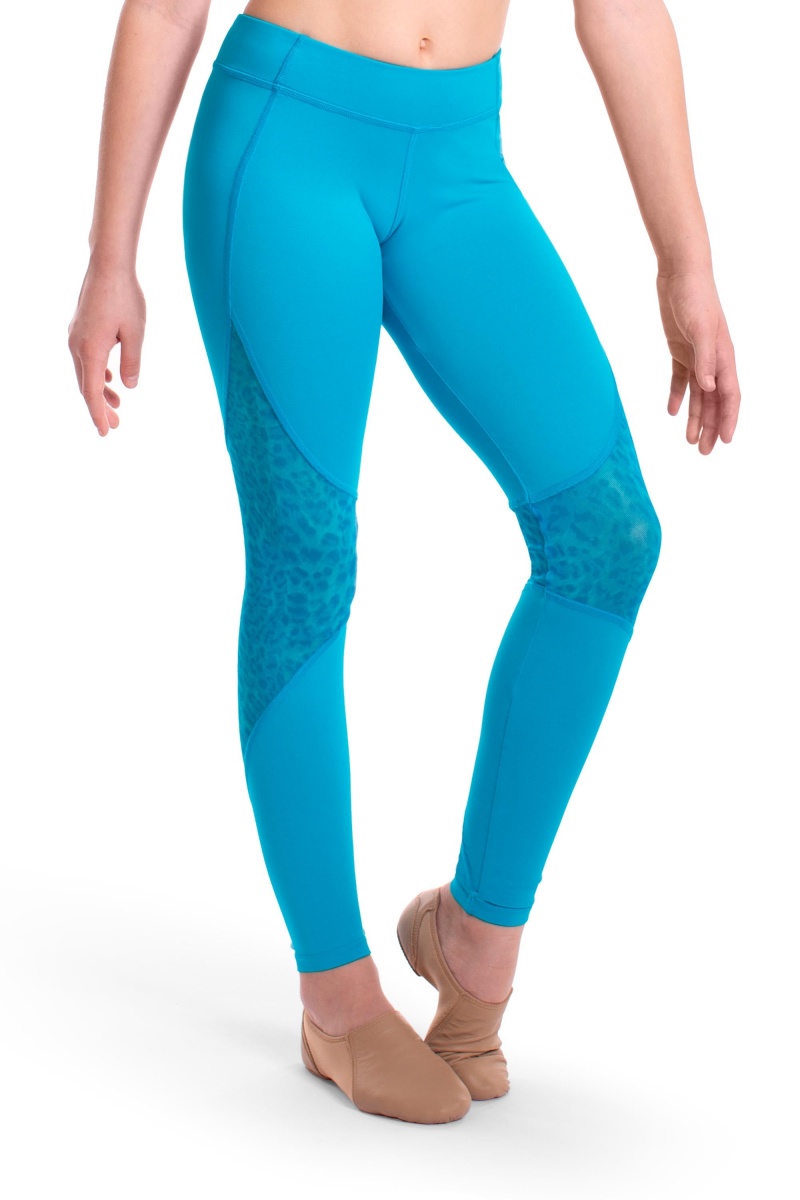 Pantaloni Bloch Asher Animal Printed Mesh Panelled Full Length Tight Bambino Verde Acqua | ITEAH54616