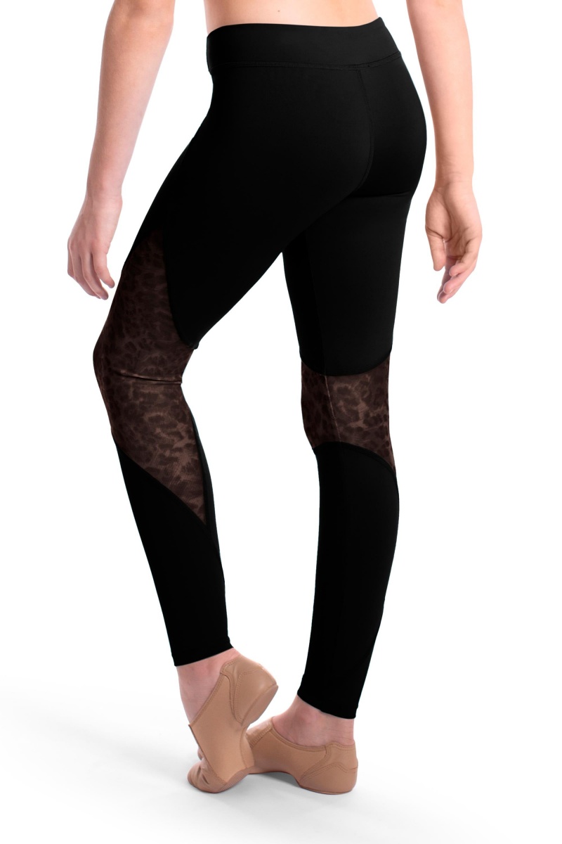 Pantaloni Bloch Asher Animal Printed Mesh Panelled Full Length Tight Bambino Nere | ITQCS51016