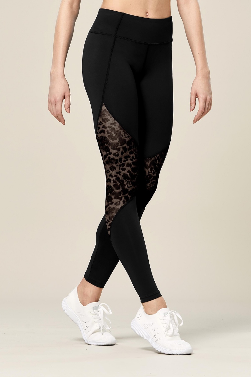 Pantaloni Bloch Ezra Animal Printed Mesh Panelled Full Length Tight Donna Nere | ITIIZ94576