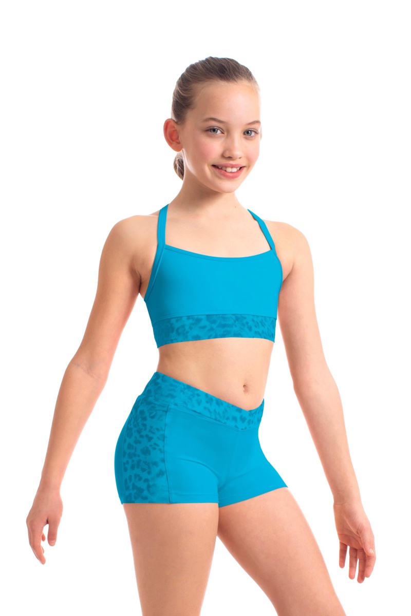 Top Bloch Abiana Animal Printed Mesh Racer Back Crop Bambino Verde Acqua | ITNEJ65964