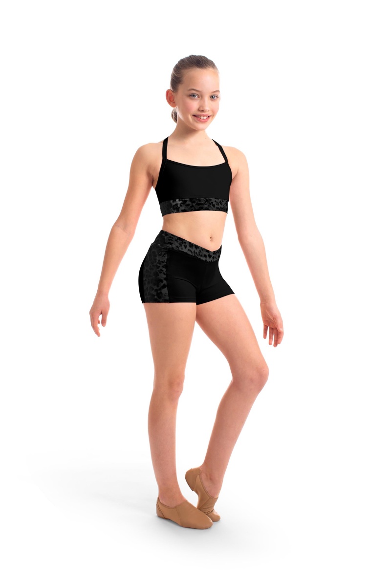 Top Bloch Abiana Animal Printed Mesh Racer Back Crop Bambino Nere | ITICD42296