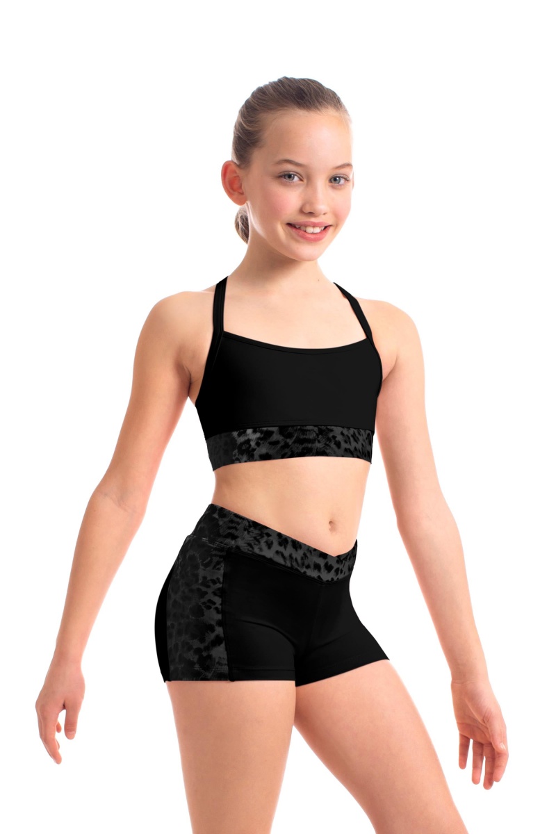 Top Bloch Abiana Animal Printed Mesh Racer Back Crop Bambino Nere | ITICD42296