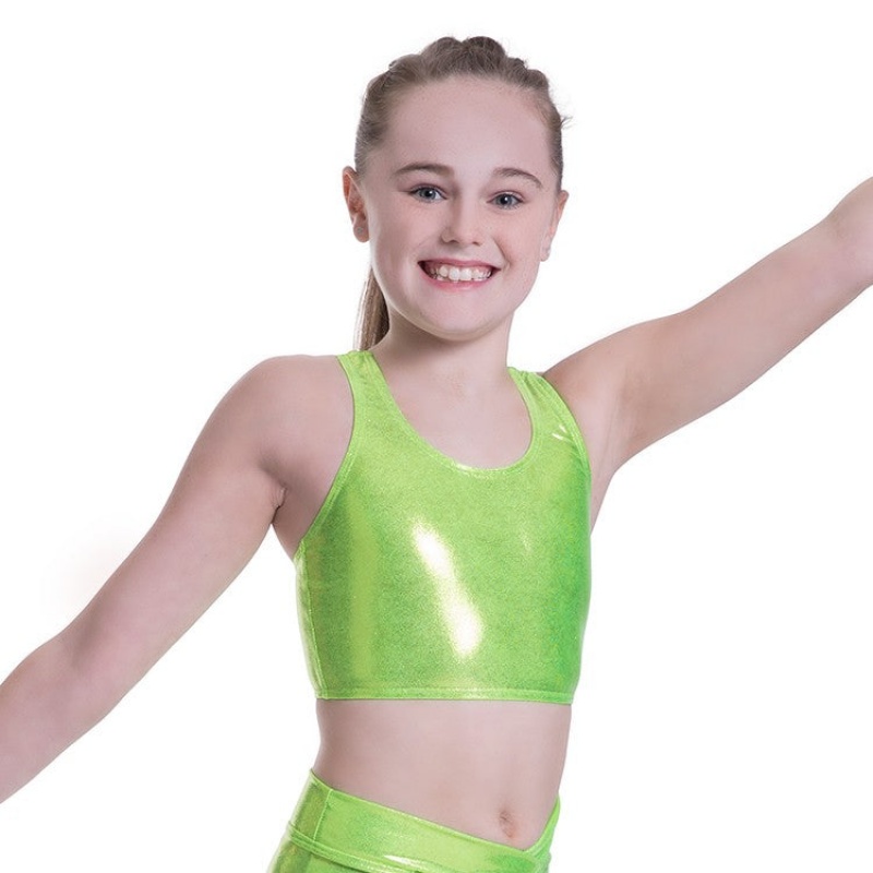 Top Bloch Bellagio Lurex Scoop Tank Crop Bambino Lime | GITEC58529