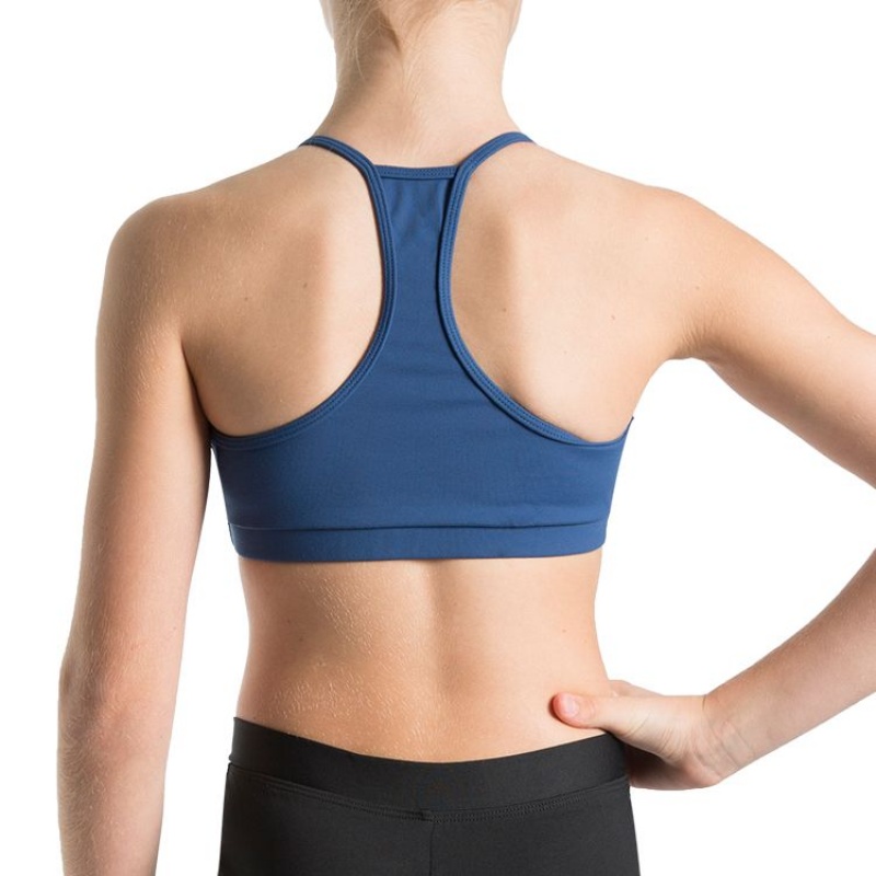 Top Bloch Bunga Gathered Racer Crop Bambino Blu Scuro | ITJKU97706