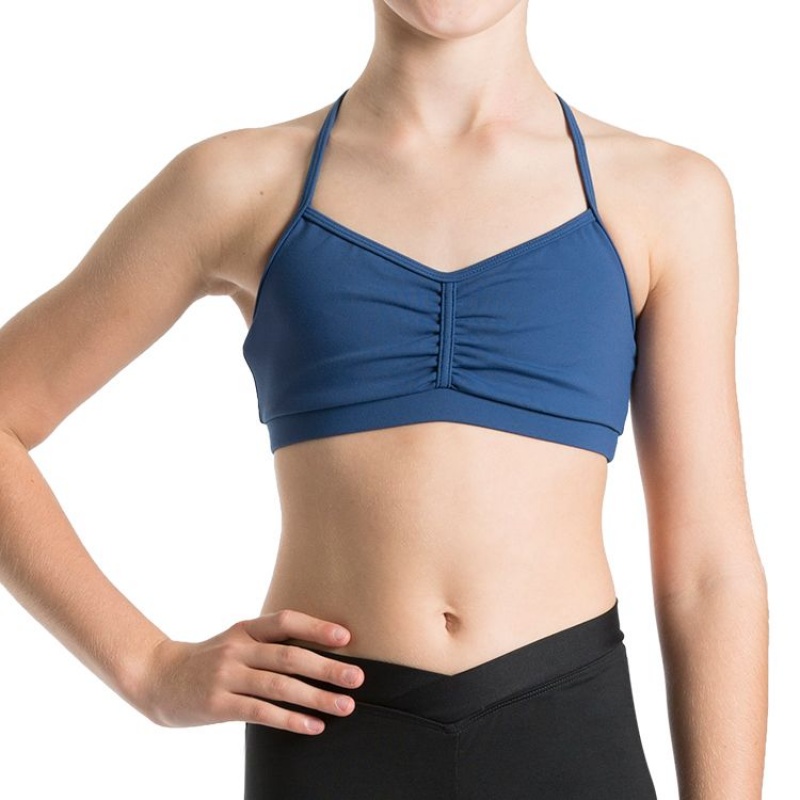 Top Bloch Bunga Gathered Racer Crop Bambino Blu Scuro | ITJKU97706