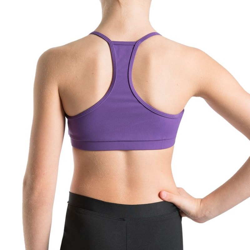 Top Bloch Bunga Gathered Racer Crop Bambino Viola | ITQCS40371