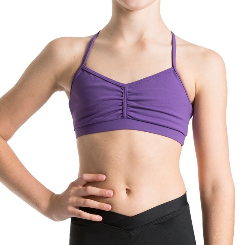 Top Bloch Bunga Gathered Racer Crop Bambino Viola | ITQCS40371