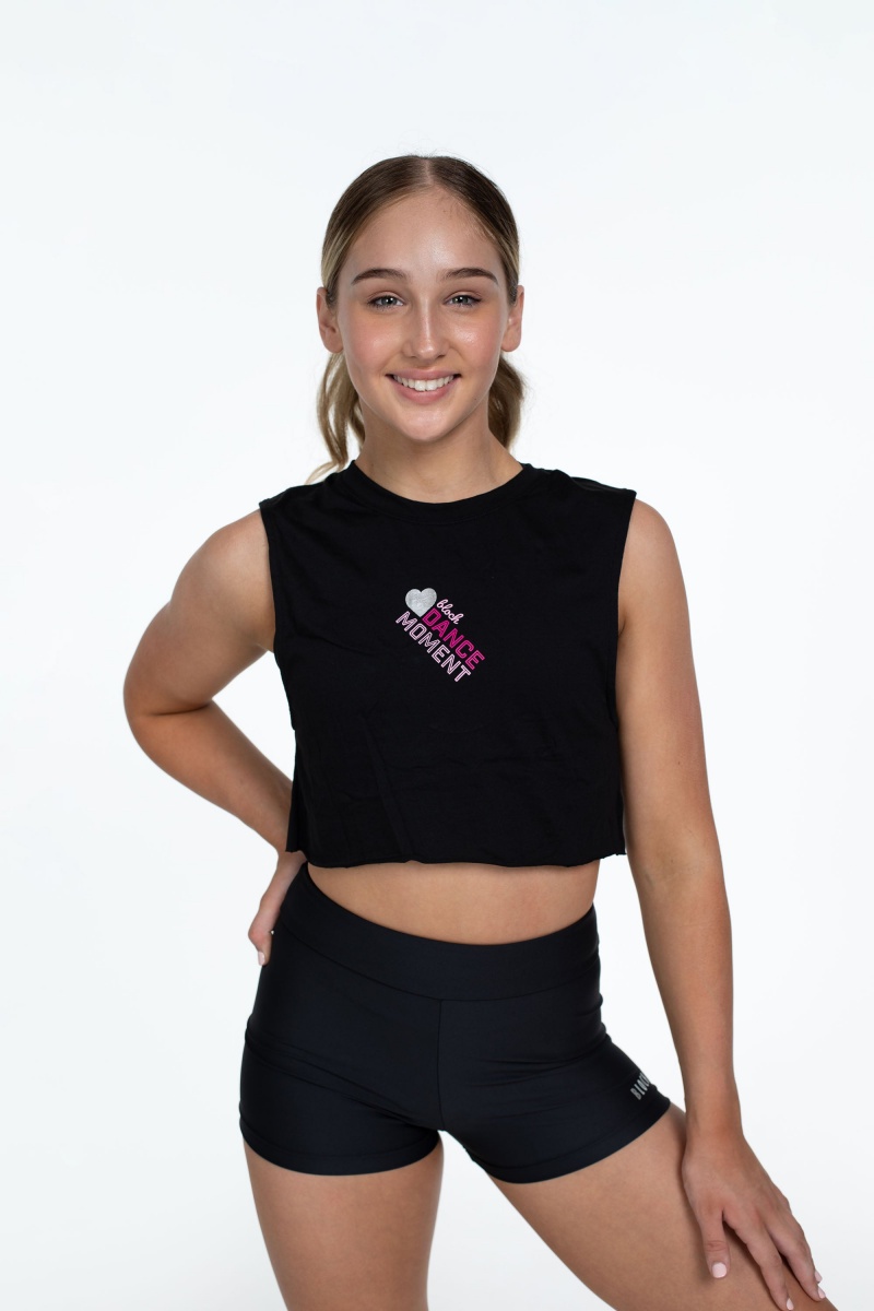 Top Bloch Flo Active Crop Muscle Bambino Nere | XITBH47370