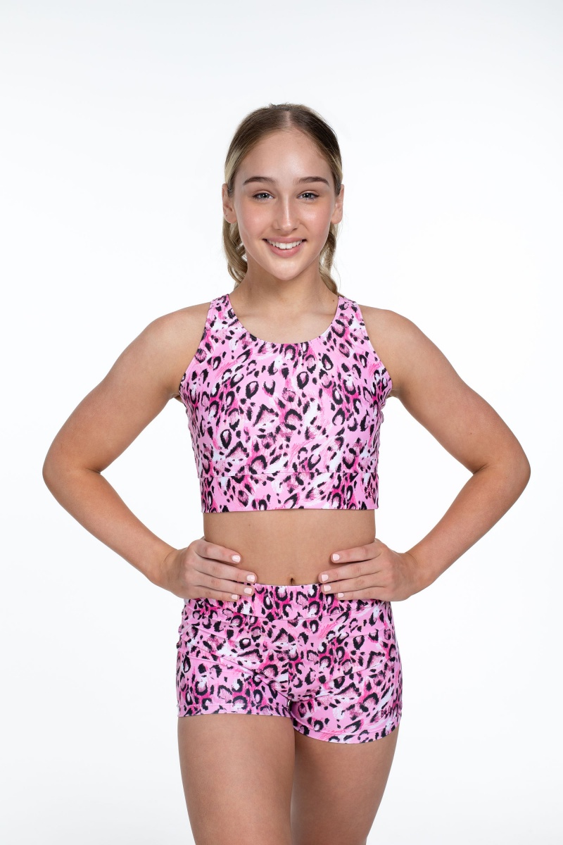 Top Bloch Flo Active Jasmine V Back Bambino Leopardate | XITGW75596