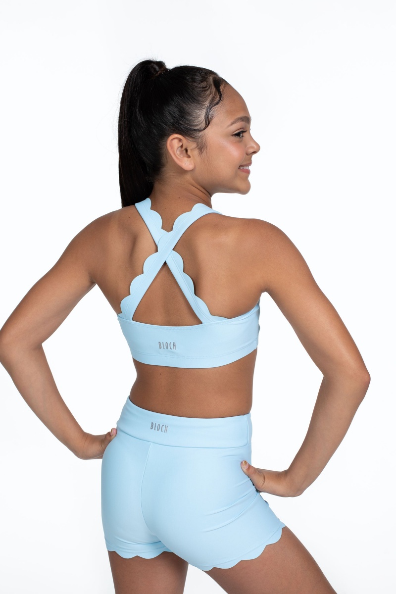 Top Bloch Flo Active Megan Scalloped Edge Bra Bambino Sky | QITWA52022