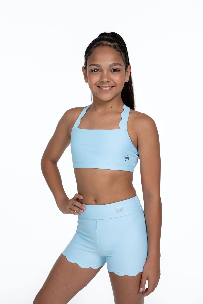 Top Bloch Flo Active Megan Scalloped Edge Bra Bambino Sky | QITWA52022