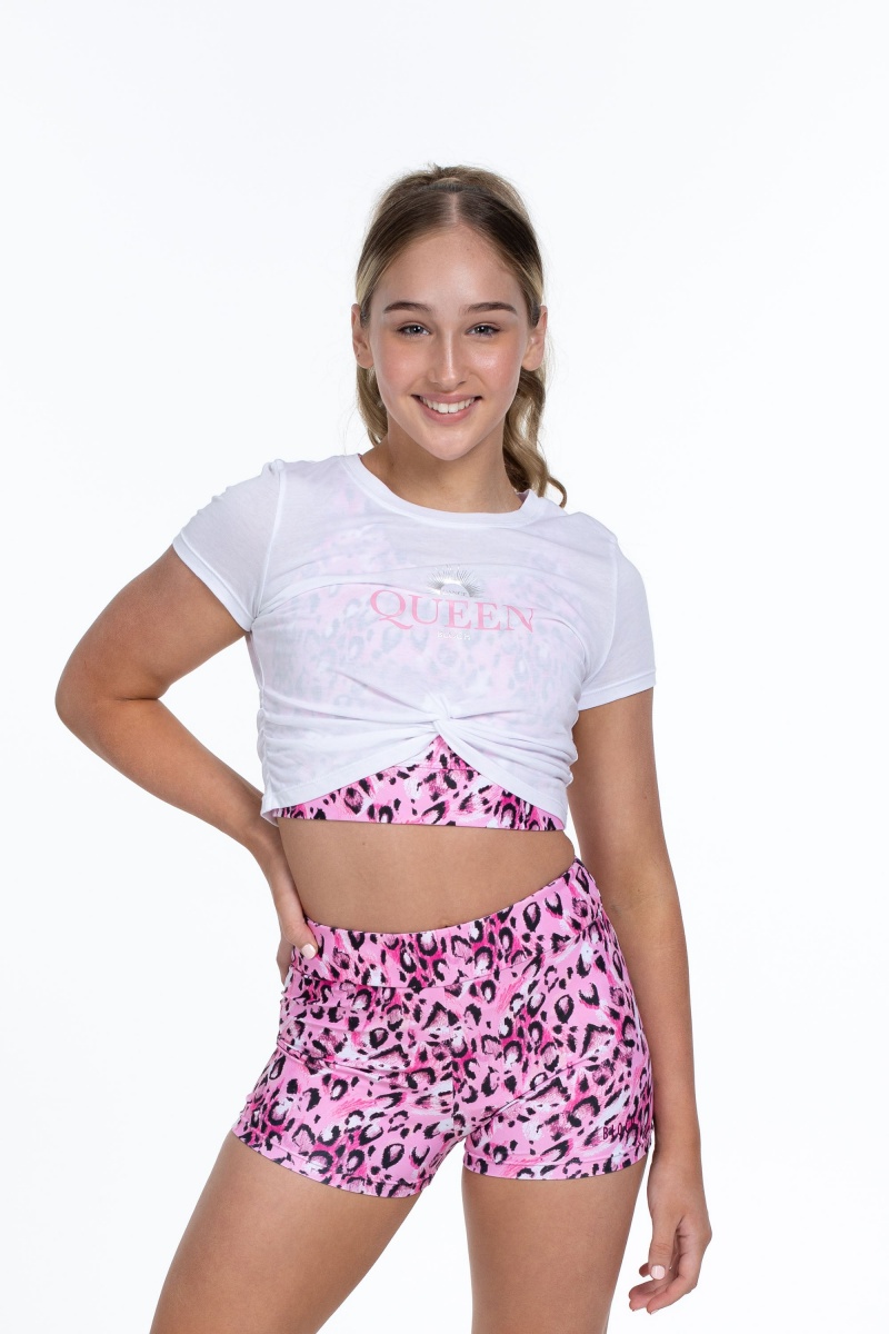 Top Bloch Flo Active Mock Tie Crop Tee Bambino Bianche | ITJKU51206