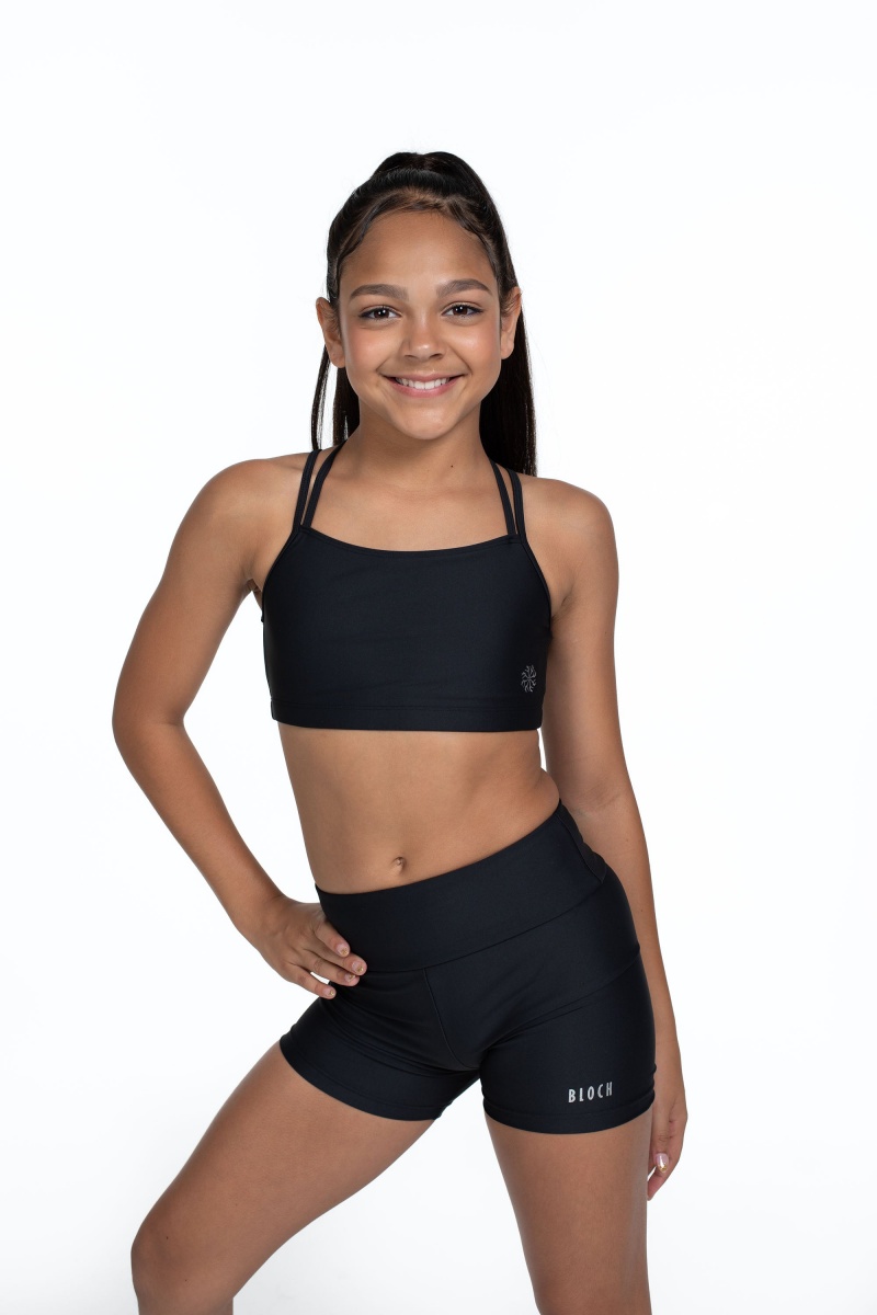 Top Bloch Flo Active Remi Criss Cross Back Bra Bambino Nere | YITVQ98090