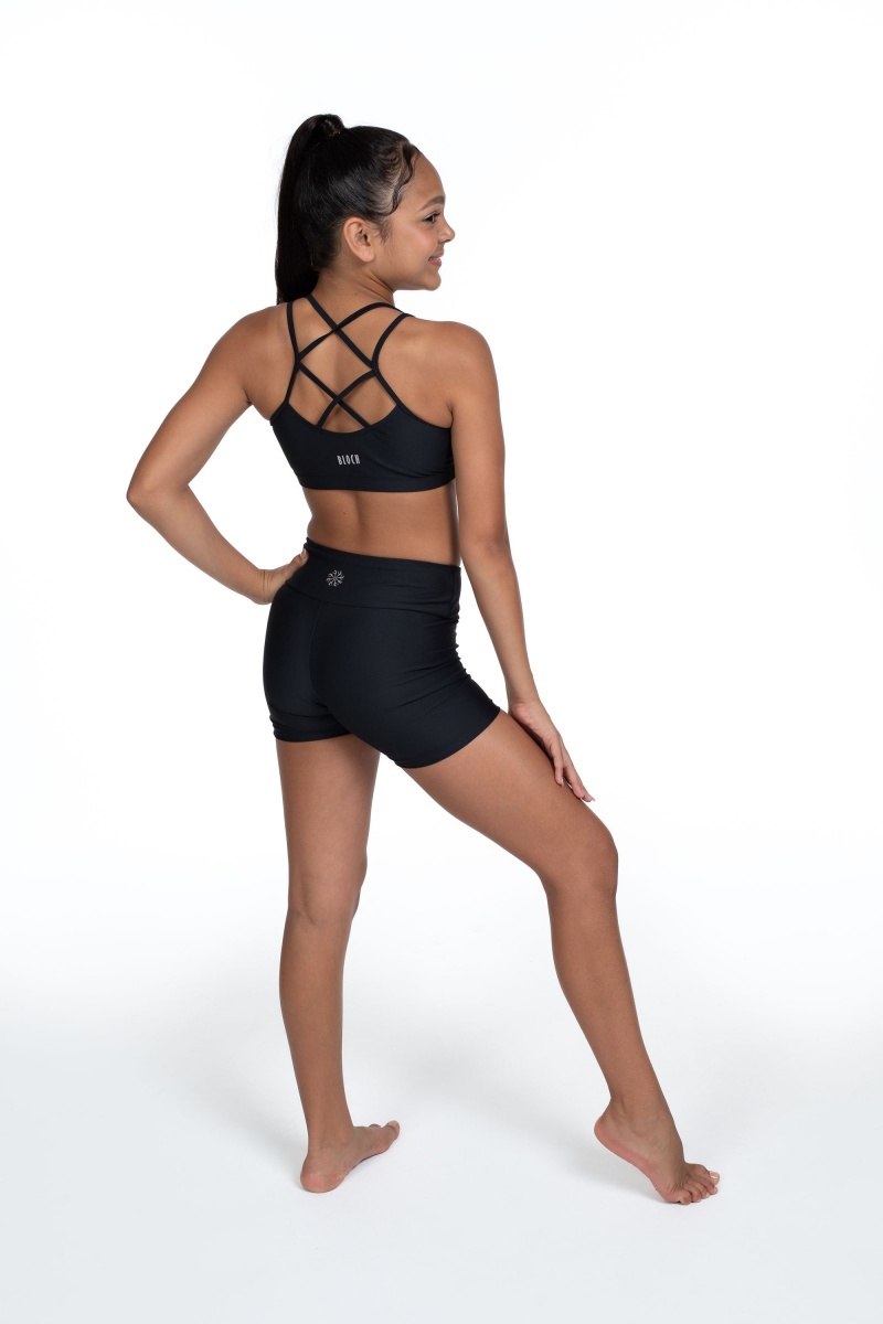 Top Bloch Flo Active Remi Criss Cross Back Bra Bambino Nere | YITVQ98090