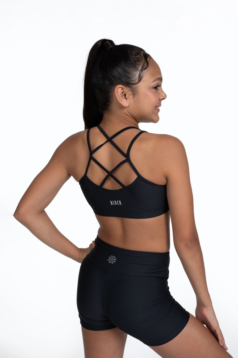 Top Bloch Flo Active Remi Criss Cross Back Bra Bambino Nere | YITVQ98090