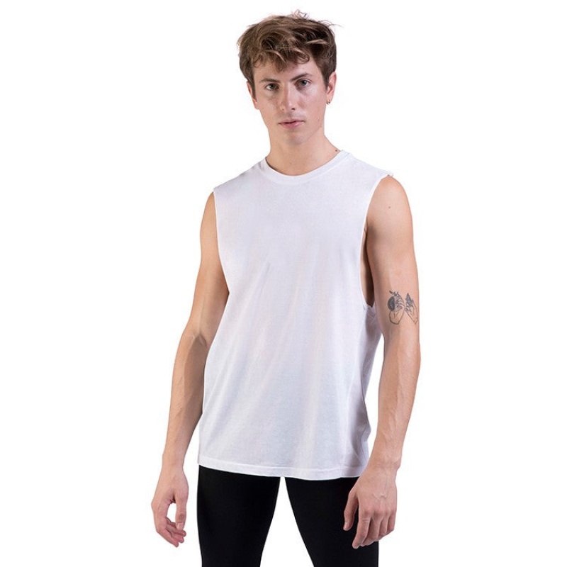 Top Bloch Harris Relaxed Drop Arm Muscle Uomo Bianche | DITVO63633