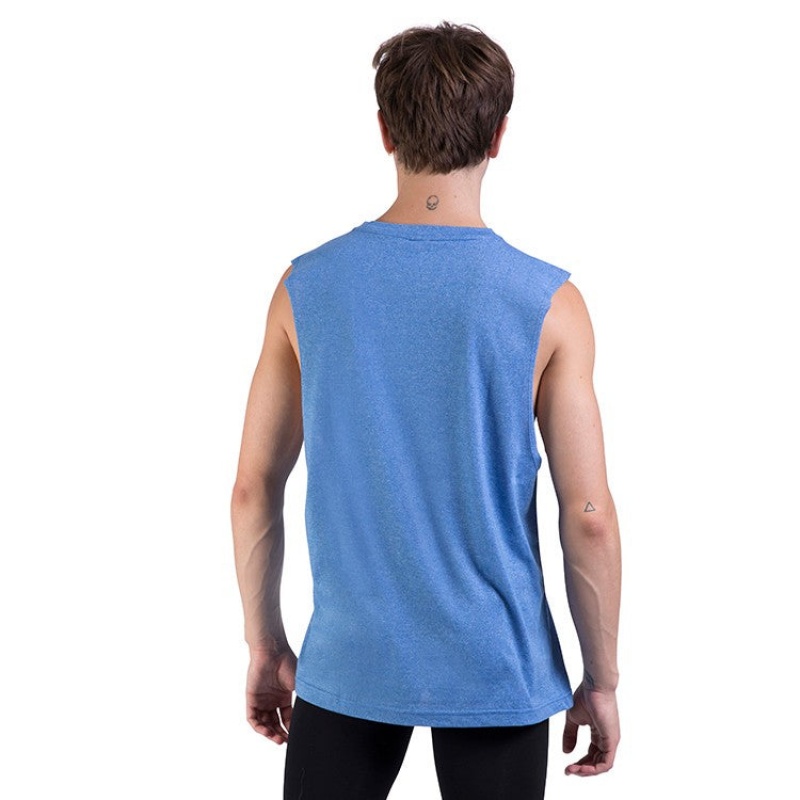 Top Bloch Harris Relaxed Drop Arm Muscle Uomo Blu Reale | YITGT92902