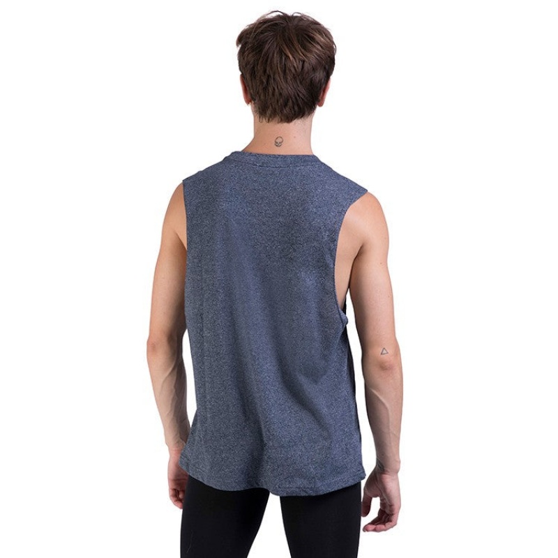 Top Bloch Harris Relaxed Drop Arm Muscle Uomo Blu Marino | LITSX59050