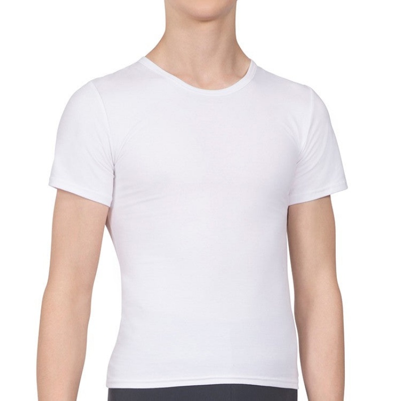 Top Bloch Montez Scoop Neck Fitted Uomo Bianche | ITDFL58434