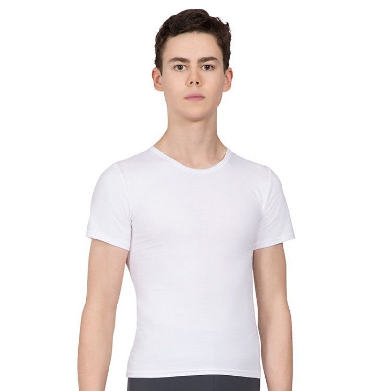 Top Bloch Montez Scoop Neck Fitted Uomo Bianche | ITDFL58434