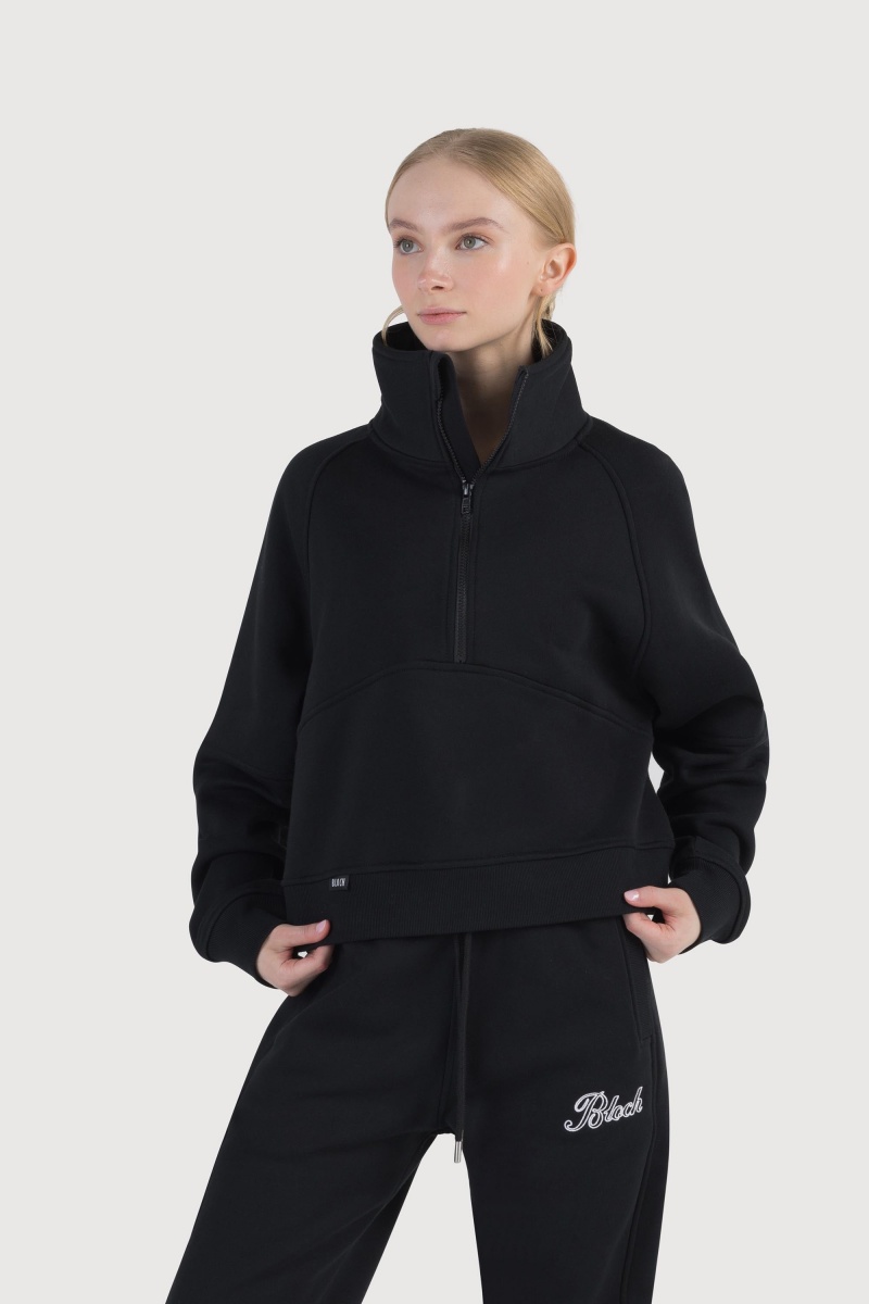 Top Bloch Off-Duty Cropped Terry Zip Sweat Donna Midnight | GITEC82845