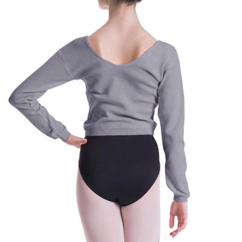 Top Bloch Overt Cropped Long Sleeve Maglia Donna Grigie Chiaro | ITNZX79247