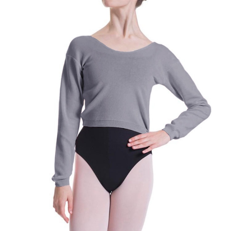 Top Bloch Overt Cropped Long Sleeve Maglia Donna Grigie Chiaro | ITNZX79247