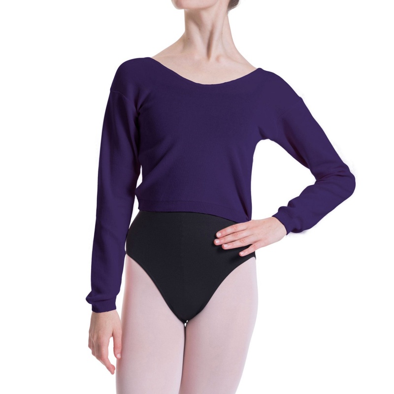 Top Bloch Overt Cropped Long Sleeve Maglia Donna Viola | ITJBT75888