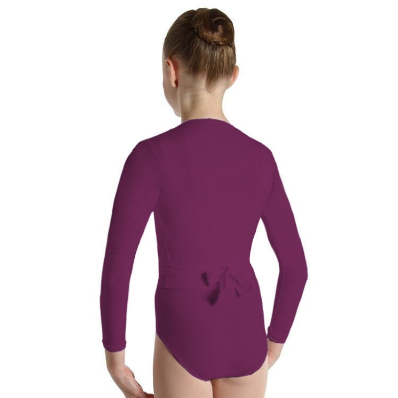 Top Bloch Overture Crossover Long Sleeve Wrap Bambino Bordeaux | ITJZR84993