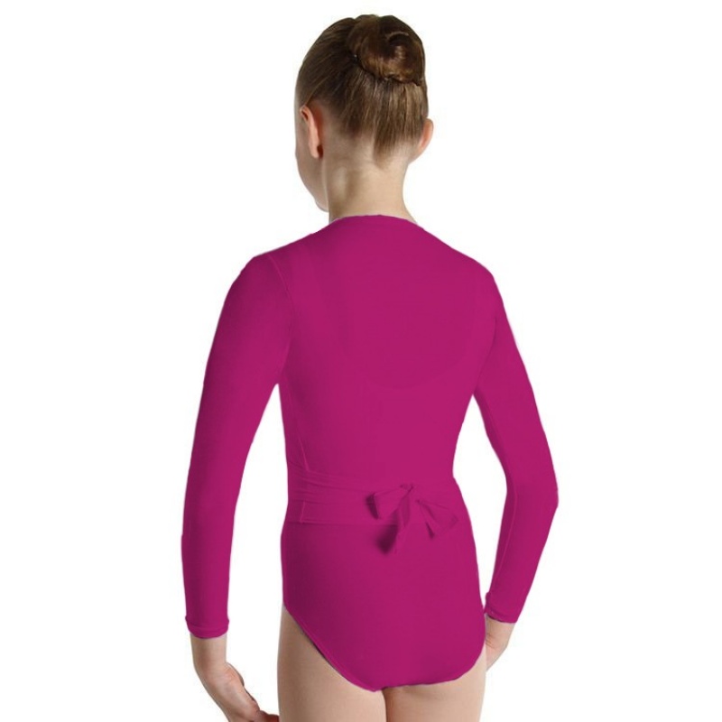 Top Bloch Overture Crossover Long Sleeve Wrap Bambino Mulberry | ITCIF59864