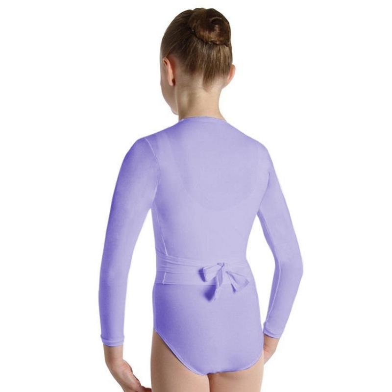 Top Bloch Overture Crossover Long Sleeve Wrap Bambino Lilac | EITVG98165