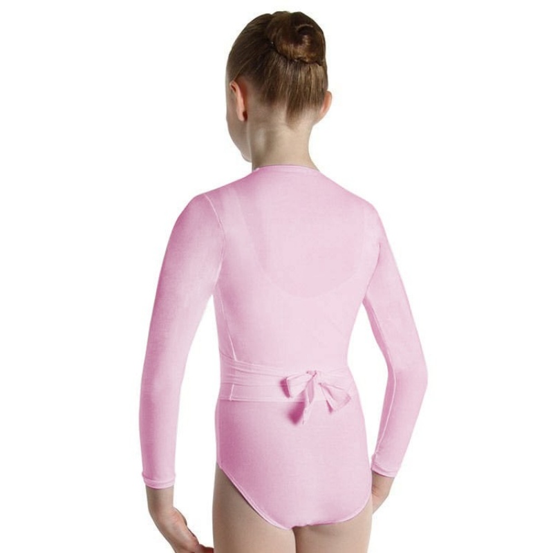 Top Bloch Overture Crossover Long Sleeve Wrap Bambino Rosa | XITBH16266