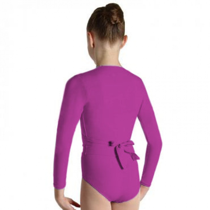 Top Bloch Overture Crossover Long Sleeve Wrap Bambino Berry | BITSO95566