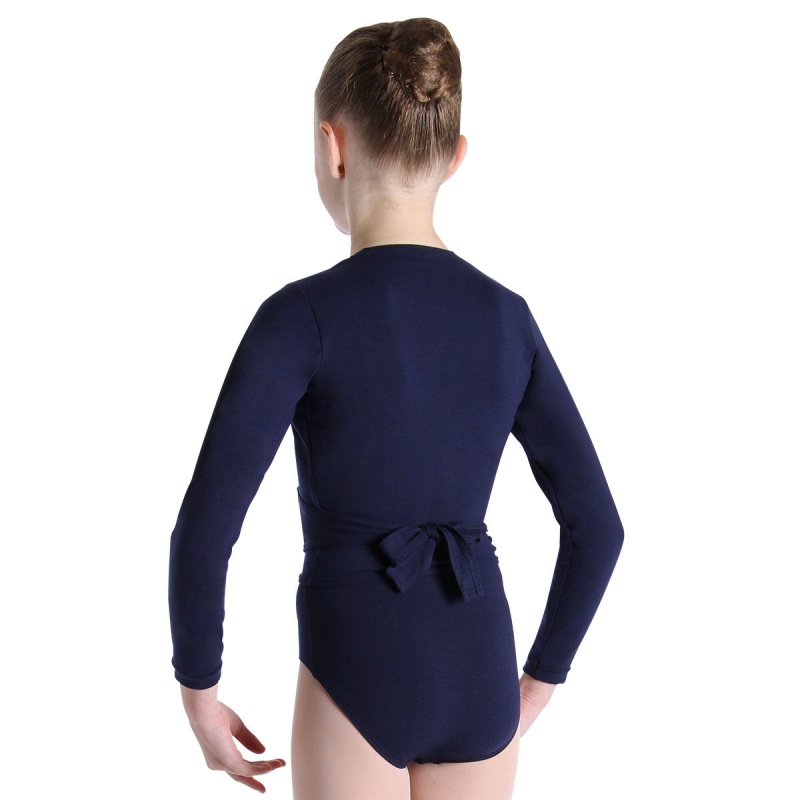 Top Bloch Overture Crossover Long Sleeve Wrap Bambino Blu Marino | QITUV93599