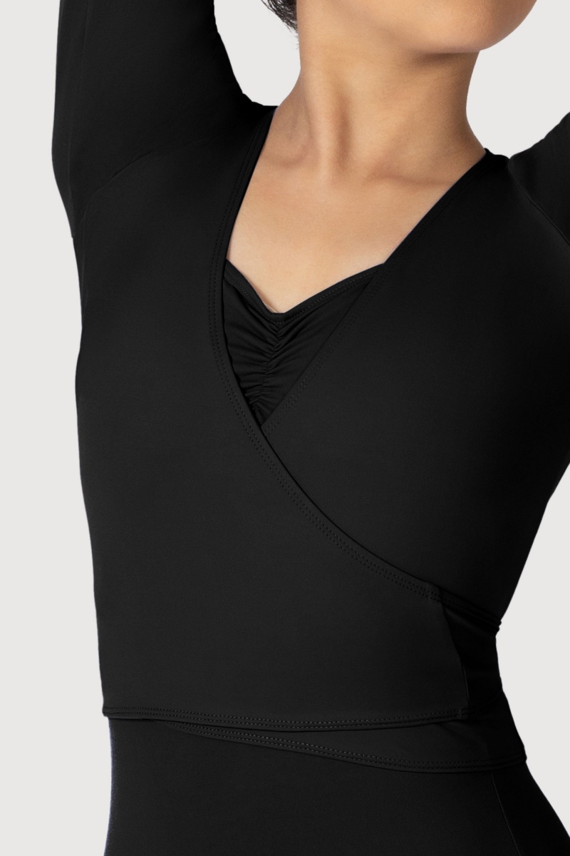 Top Bloch Overture Crossover Long Sleeve Wrap Donna Nere | ITDYB30333