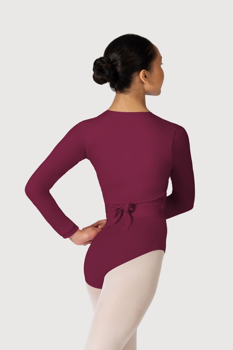 Top Bloch Overture Crossover Long Sleeve Wrap Donna Bordeaux | TITPQ34185