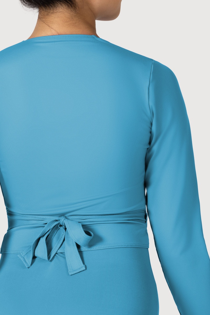 Top Bloch Overture Crossover Long Sleeve Wrap Donna Blu | ITIIZ96691