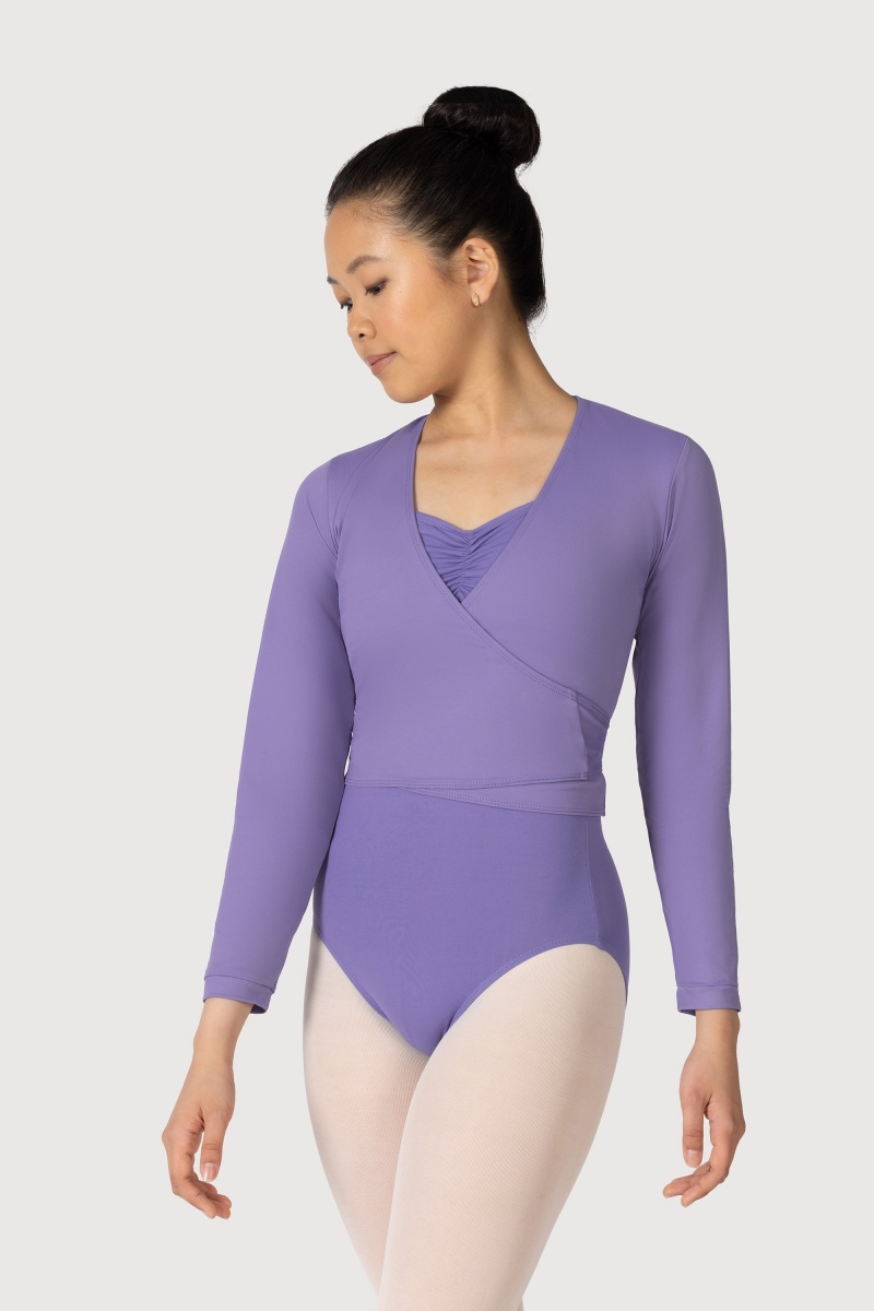 Top Bloch Overture Crossover Long Sleeve Wrap Donna Jacaranda | ITNEJ48260