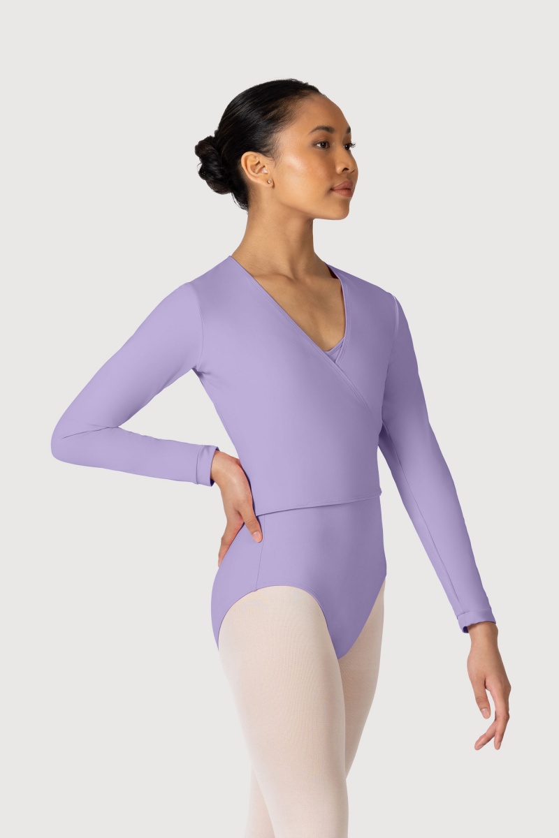 Top Bloch Overture Crossover Long Sleeve Wrap Donna Lilac | LITTR39818