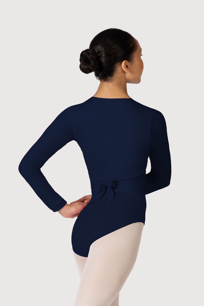 Top Bloch Overture Crossover Long Sleeve Wrap Donna Blu Marino | EITHC19704