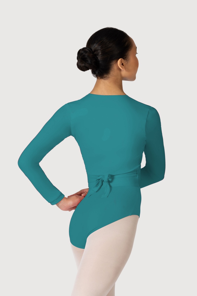 Top Bloch Overture Crossover Long Sleeve Wrap Donna Teal | ITNEJ71390