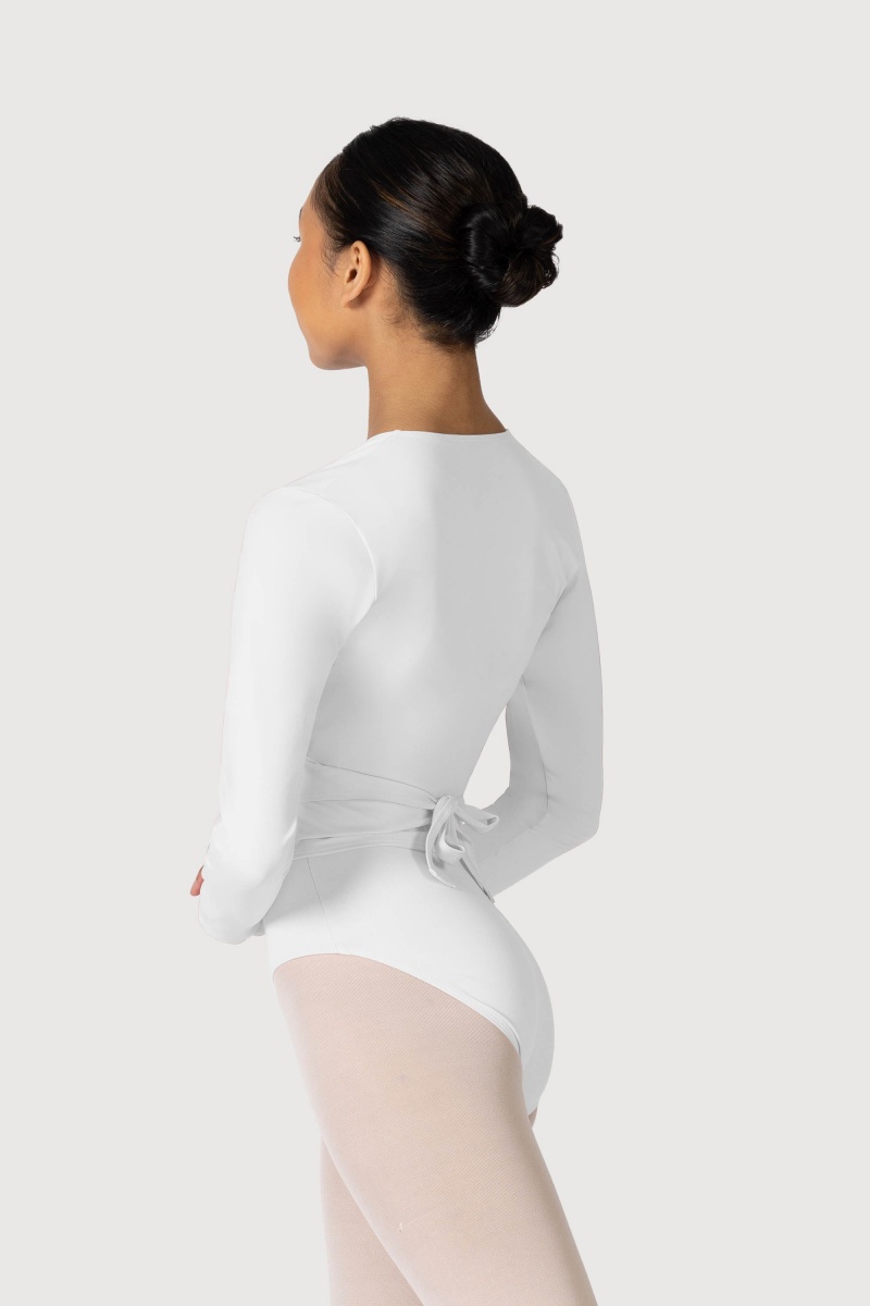 Top Bloch Overture Crossover Long Sleeve Wrap Donna Bianche | ZITNQ96136