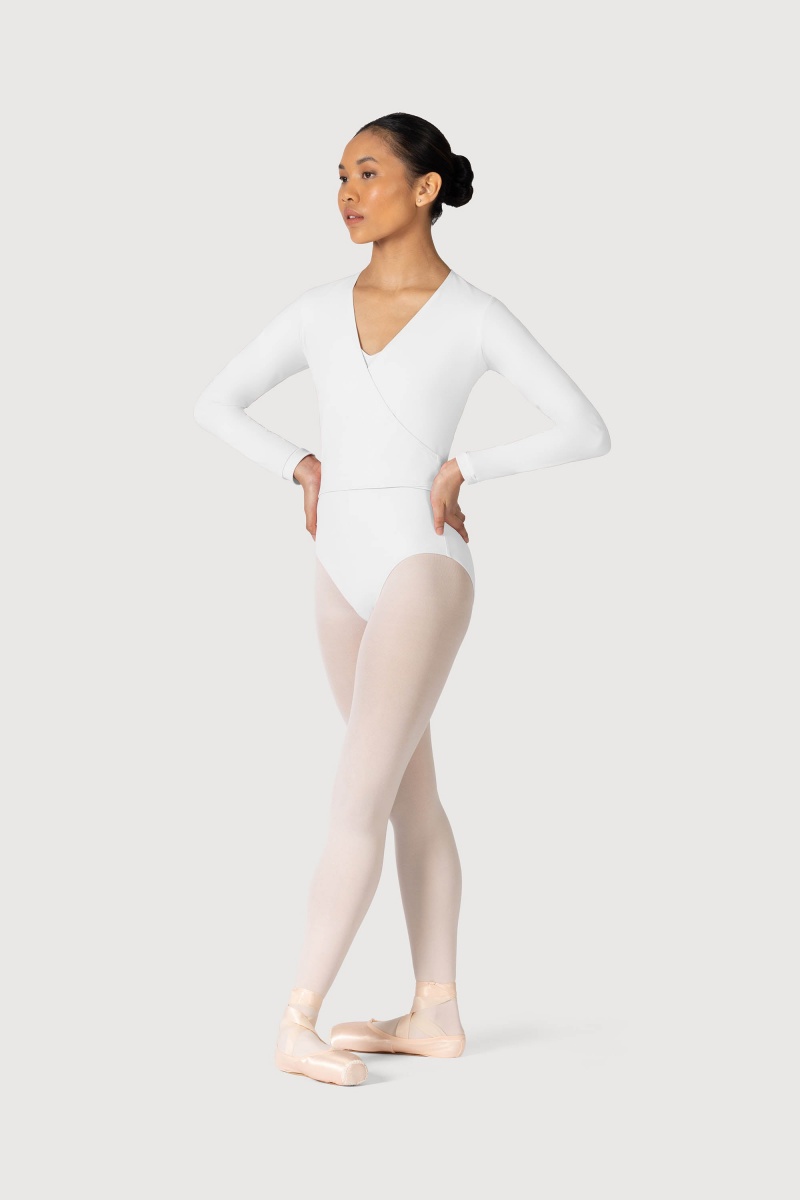 Top Bloch Overture Crossover Long Sleeve Wrap Donna Bianche | ZITNQ96136